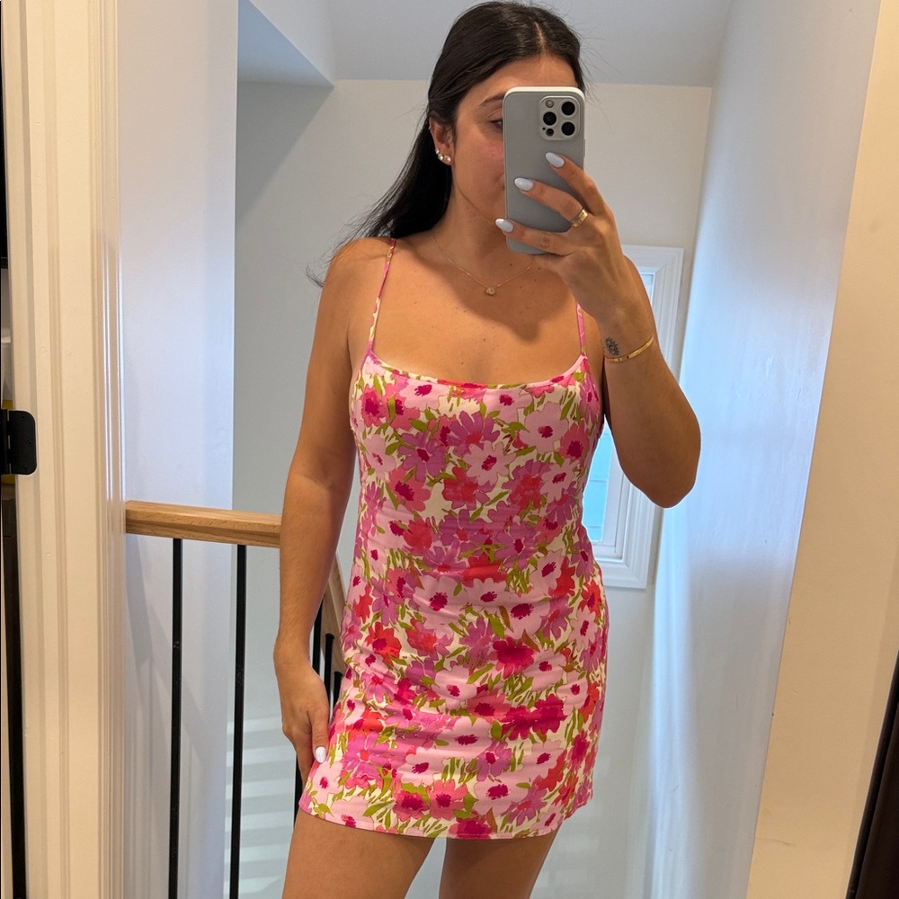 Sky to Moon Pink Floral Mini Dress